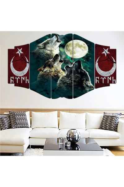 Zevahir Mobilya Dekorasyon Zevahir 5 Parça Mdf Göktürk Bozkurt Tablo