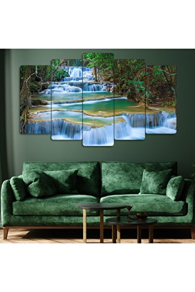 Zevahir Mobilya Dekorasyon Beşli Mdf Ilkbahar Ağaçları Ve Akarsu Manzara Tabl...