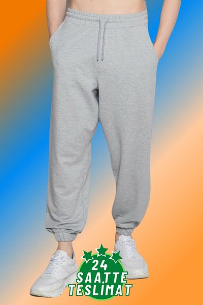 la gizzia Γκρι Oversize Φαρδύ Τύπος Φούτερ με Λαστιχένιο Παντελόνι