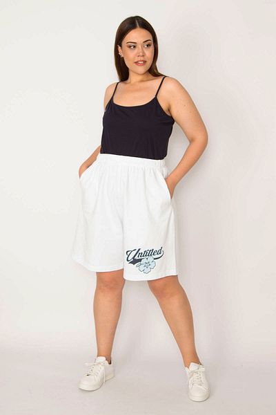 Şans Plus Size Shorts & Bermuda - White - High Waist