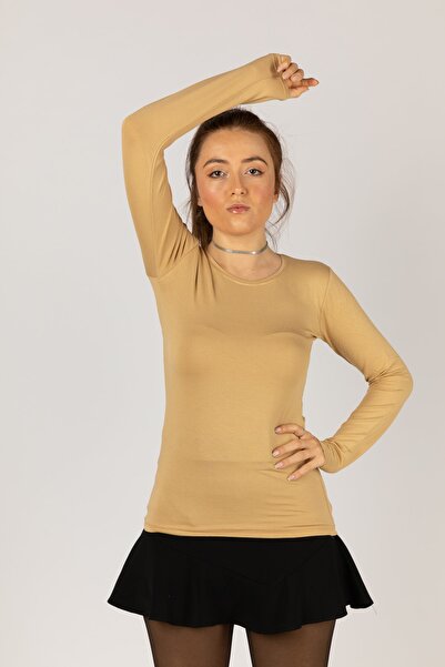 Nacar Kadın Uzun Kollu Likralı Penye Body