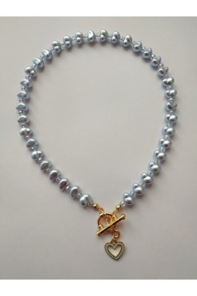 Fata Morgana Accessory Kalp Uçlu Mavi Yamuk Incili Gemici Düğüm Kolye