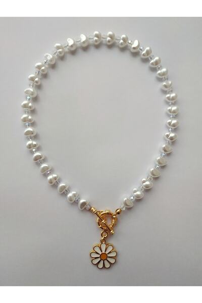 Fata Morgana Accessory Papatya Uçlu Beyaz Yamuk Incili Gemici Düğüm Kolye