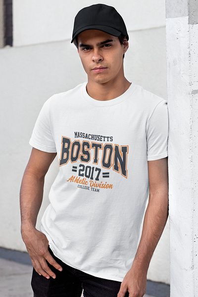 SUNFREE Boston Εκτυπωμένο Κανονικό Λευκό T-shirt