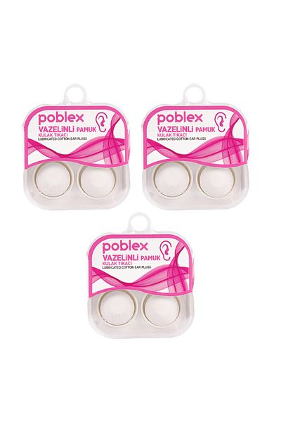 Poblex سدادات أذن قطنية مع فازلين 2 قطعة - 3 صناديق
