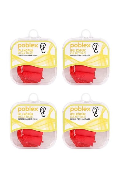 Poblex Stringed Foam Earplugs - 4 Boxes