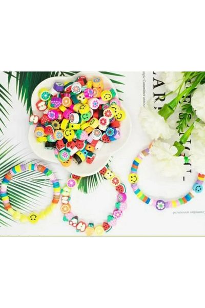 yiğit aksesuar 100 τμχ Fimo Figure Beads 10 Χρώματα Fimo Beads Σετ κατασκευής κοσμημάτων