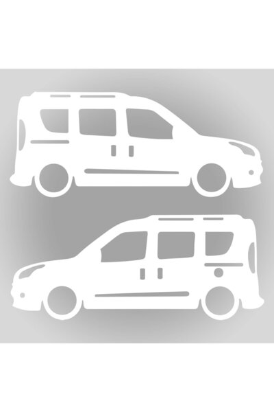 Genel Markalar Fiat Doblo Sticker (2'li Takım) Doblo Gölge Sticker Oto Sticker Beyaz 20cm X 9cm