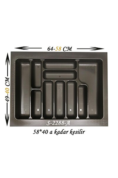 STARAX Çekmece Içi Plastik Kaşıklık Antrasit Antibakteriyel S-2288-a En:64-58...