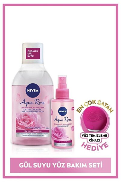 NIVEA Aqua Rose Yüz Spreyi 150ml Micellar Çift Fazlı Makyaj Temizleme Suyu 40...