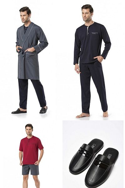 Pierre Cardin Σετ γαμπρού Navy Blue 5 τεμαχίων με παντόφλες - Δώρο