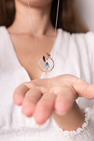 Forenza 925 Ayar Gümüş Rose Renk Geçişli Anne Bebek Kolye