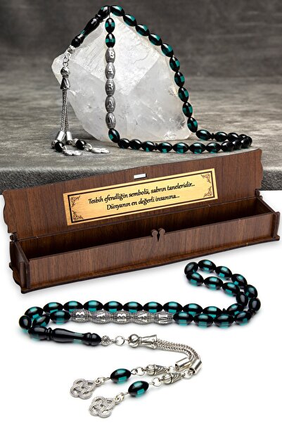 OTTOTESBİH Tasbih, Symbol of Mastery, Amber Rosary with Water Green Vertex in...