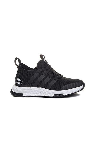 Ndrops 02 Pantofi sport pentru copii din plasă, de vară, ortopedici, confortabili, de culoare neagră, cu țesătură albă pe talpă