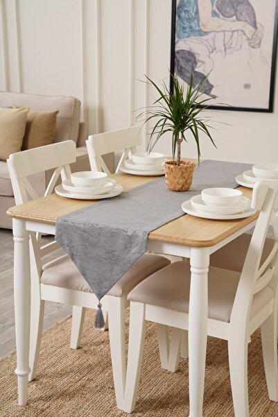 TOSHE 35cm X 225cm Gray Runner, Decorative Runner, Patterned Runner