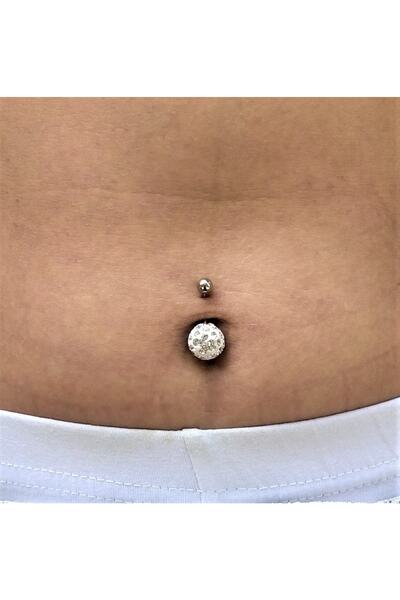 TÜKKAN ACCESSORİES Şambala Hamur Beyaz Taş 12 Mm Göbek Piercing