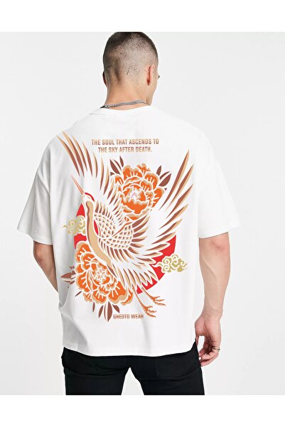 Ghedto Unisex The Sky Oversize Tshirt Λευκό