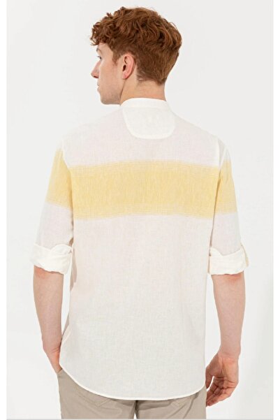 U.S. Polo Assn. Ανδρικό πουκάμισο με γιακά σαφράν μακρυμάνικο