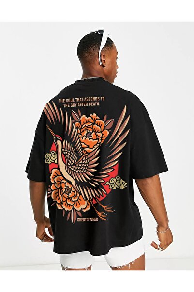 Ghedto Unisex The Sky Oversize Tshirt Μαύρο