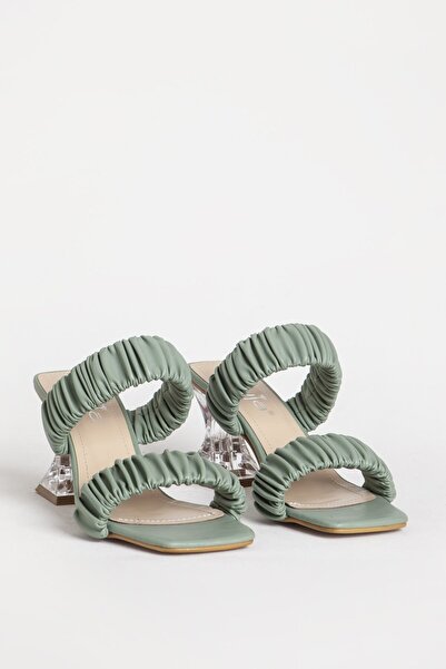 Guja Παντόφλες Arme City 22y508 Mint Green με διάφανο τακούνι