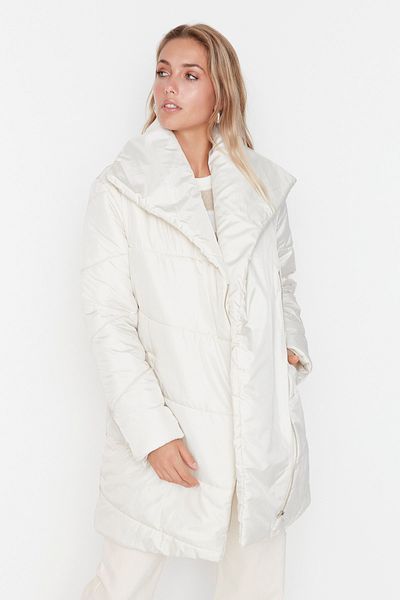 Trendyol Collection Bunda Ecru Oversize Shawl Collar Puffer Coat Jacket TWOAW23MO00164