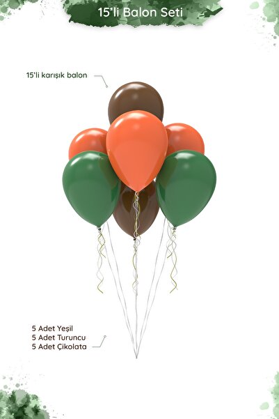 Hey Parti مجموعة بالونات سفاري لعيد الميلاد باللون الأخضر الداكن والبرتقالي و...