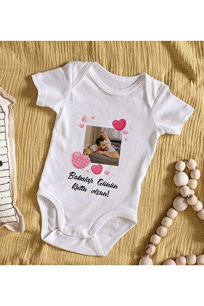 Bk Gift Kişiye Özel Fotoğraflı Bebek Body Zıbın - Model 1