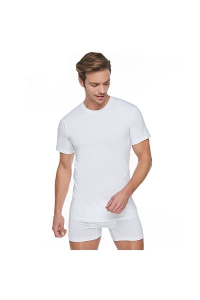 Tutku 6 Star Men's Combed Cotton White Black Undershirt
