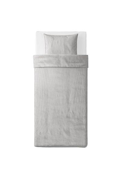 IKEA Bergpalm Single Duvet Cover Set, Grey-striped, 150x200/50x60 Cm Without Sheets