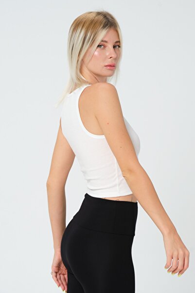 PUNKY CAT Жіноча біла безрукавна коротка блузка