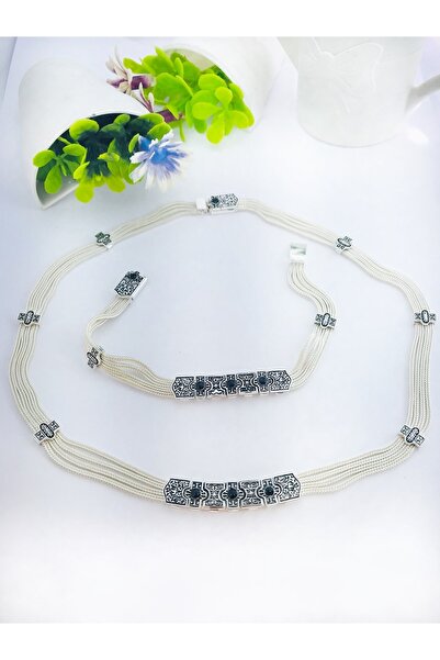 Midyat Artuklu Gümüşçülük Onix Taşlı Midyat Hasırı Gümüş Kadın Takım