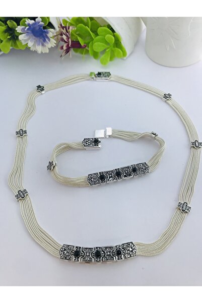 Midyat Artuklu Gümüşçülük Onix Taşlı Midyat Hasırı Gümüş Kadın Takım