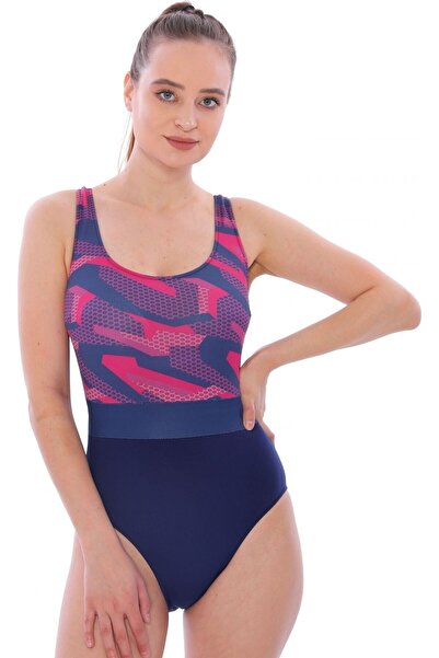 Swana Costum de baie pentru femei, cu model, tip slip, albastru închis