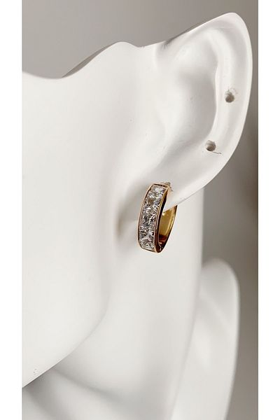 Âlâ Atelier Does Not Tarnish, Does Not Fade, Jewelry Model Thick Row Stone Hoop Earring Gold