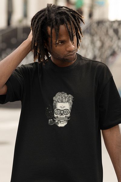 SUNFREE Μπλουζάκι Mr. Pipo με στάμπα Oversize μαύρο