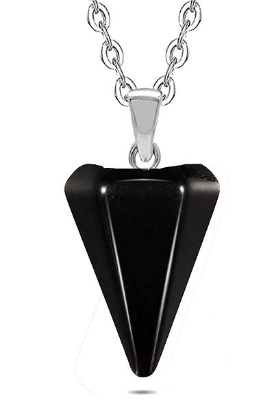 Tesbih Atölyesi Crystal Quartz- Obsidian Natural Stone Pandule Couple Lover Necklaces