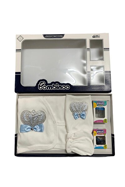 Bombinoo Bebe Erkek Taşlı Emzik 7 Li Hastane Cıkışı Yeni Doğan Zıbın Set