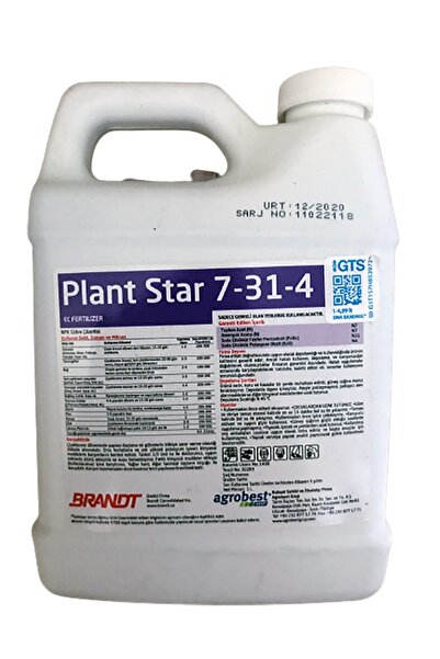 BRANDT Plant Star 7-31-4 Fosfor Ağırlıklı Sıvı Gübre 1 Lt Gelişim Arttırma,ve...