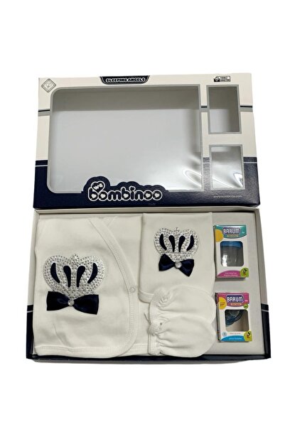 Bombinoo Bebe Erkek Taşlı Emzik 7 Li Hastane Cıkışı Yeni Doğan Zıbın Set