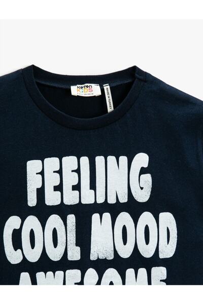 Koton Βαμβακερό κοντομάνικο μπλουζάκι με στάμπα σλόγκαν