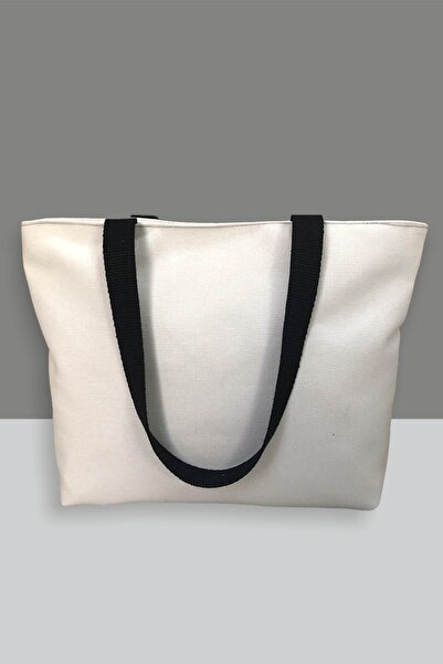 AGOÇANTA Τσάντα παραλίας από γκρι βαμβακερό ύφασμα