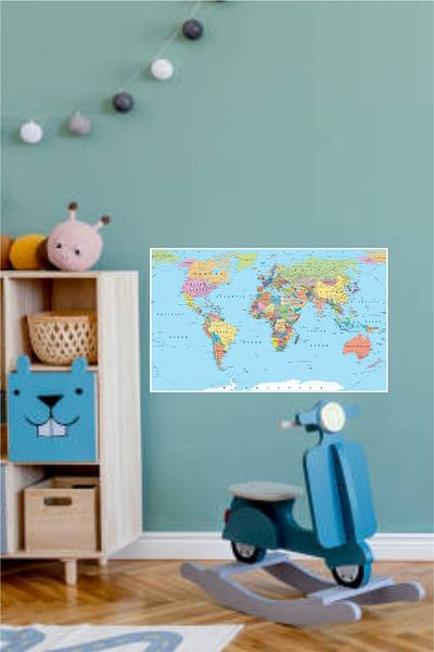efekt reklam Children's Room English World Map 70x100 Canvas Print