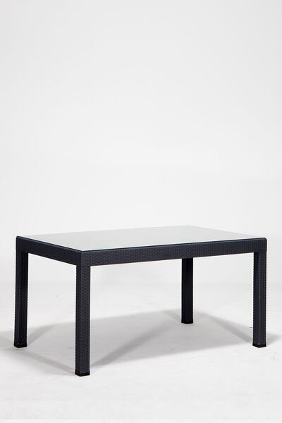 SANDALİE Rattan 90x150 Camlı Antrasit Masa - Bahçe&balkon&teras
