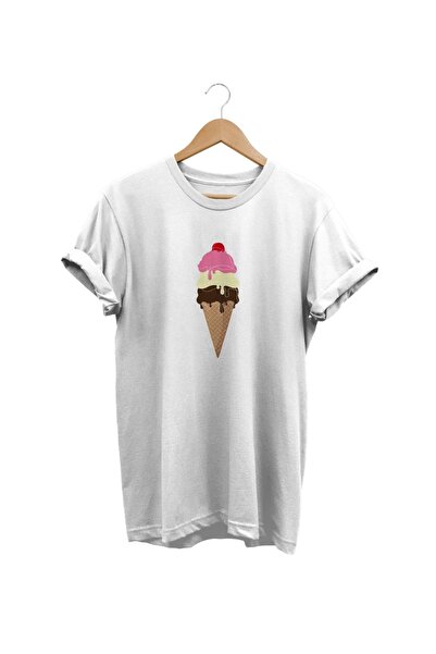 WİDİ Tricou alb cu imprimeu înghețată