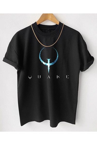 Benisengiydir Мъжка черна тениска с щампа Quake