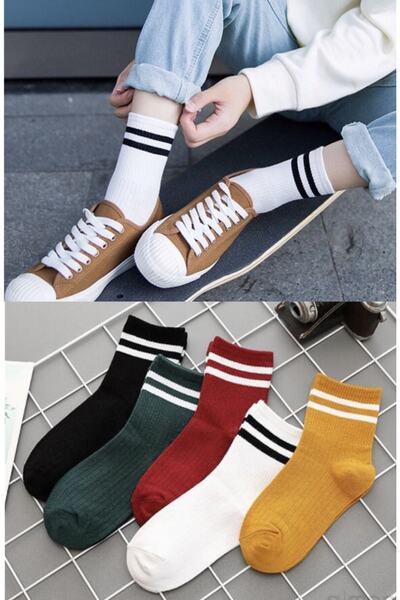 Crazy Socks 5 أزواج جوارب تنس مخططة مختلطة للجنسين