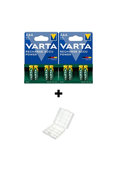 Varta 8 Adet 800 Mah Aaa Şarjlı Ince Kalem Pil + Pil Saklama Kutusu