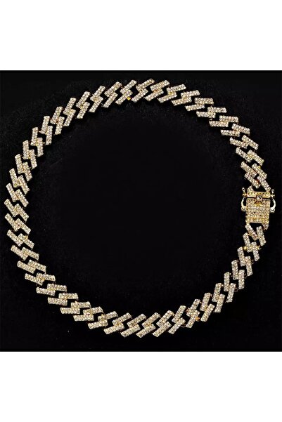 Çeko Chain 15mm Prong Cuban Chaın Taşlı Çelik Kolye