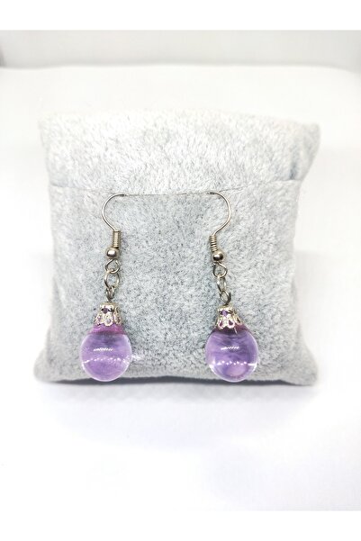 Atölye Şems Murano Cam Lila Damla Küpe