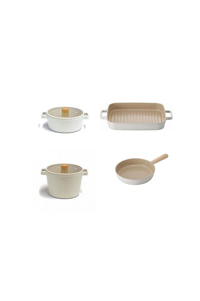 NEOFLAM Beige Fika Cast Aluminum 6 Piece Cookware - Pan Set